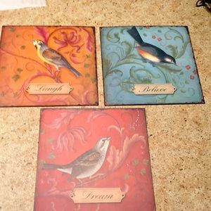 Metal bird inspirational wall decor